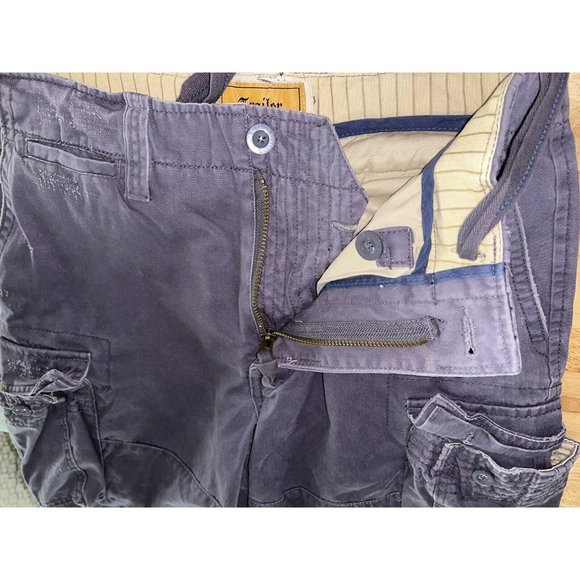 NWT Trailer Cargo Shorts Mens Sz 32 Heavy Duty Cotton Khaki Blue Drawstring - Picture 6 of 10